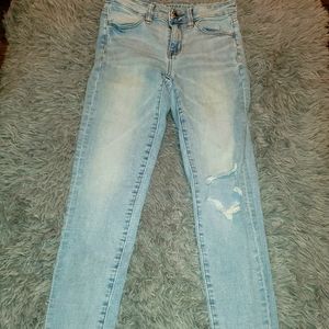 american eagle skinny super stretch jeans distressed size 2